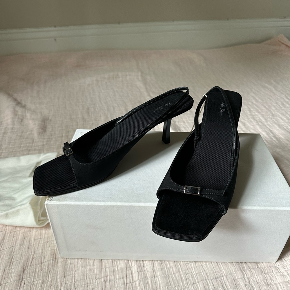 NIB The Row Buckle Sling Crepe de Chine Sandals